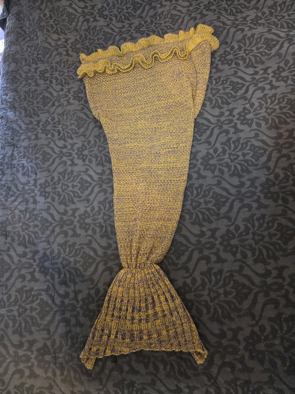 Yellow And Purple Mermaid Tail Blanket